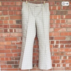 ISO STINE GOYA Cream & Light Gray Checked Wide-Leg Trousers